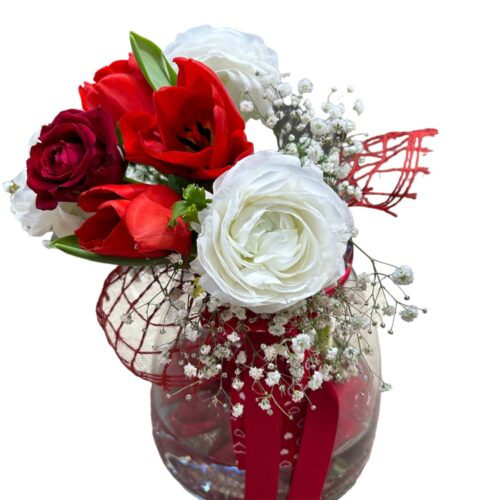 Bouquet in vaso di vetro