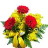 Rosalba: Bouquet di Gerbere e Mimosa in vaso di ceramica - immagine 3