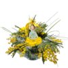 Iris: Vaso di Vetro con Mimosa